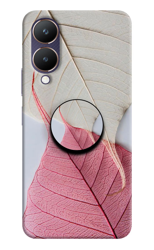 White Pink Leaf Vivo Y28 5G Pop Case by Casekaro