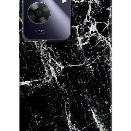 Black Marble Texture Realme C61 Hard Case Back Cover by Casekaro