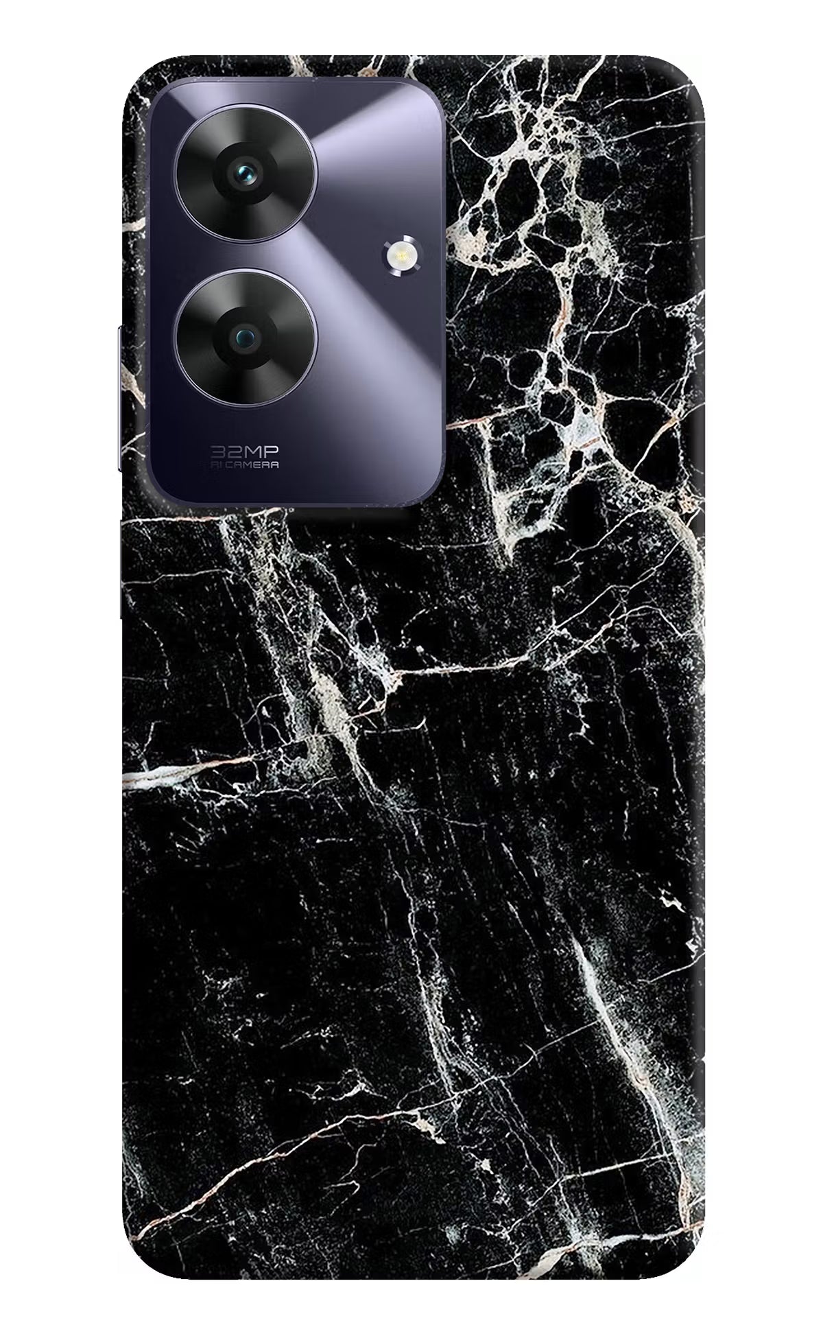 Black Marble Texture Realme C61 Hard Case Back Cover by Casekaro