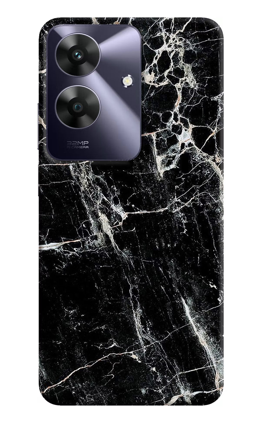 Black Marble Texture Realme C61 Back Cover, Hard case