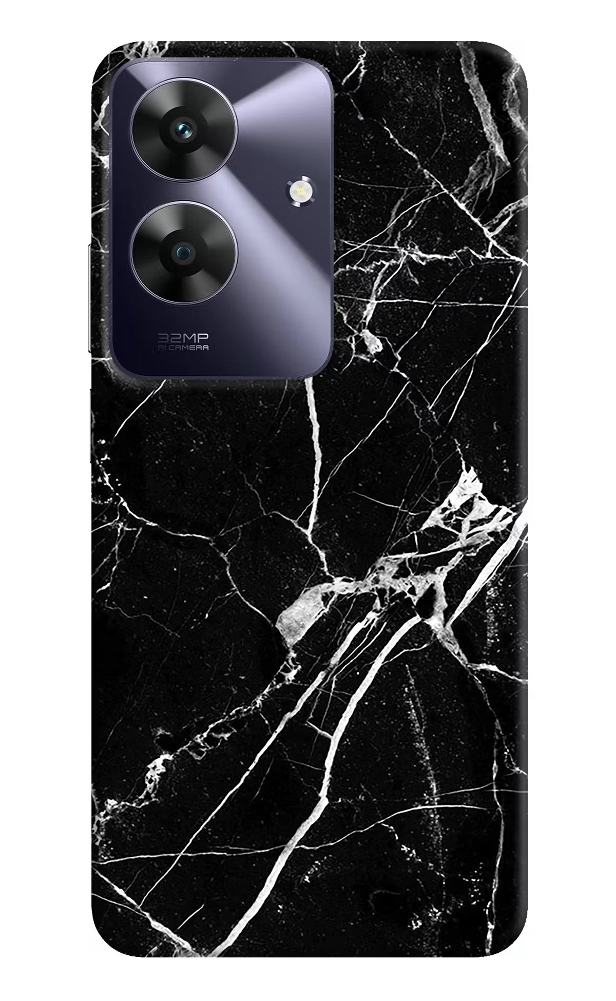 Black Marble Pattern Realme C61 Hard Case Back Cover by Casekaro