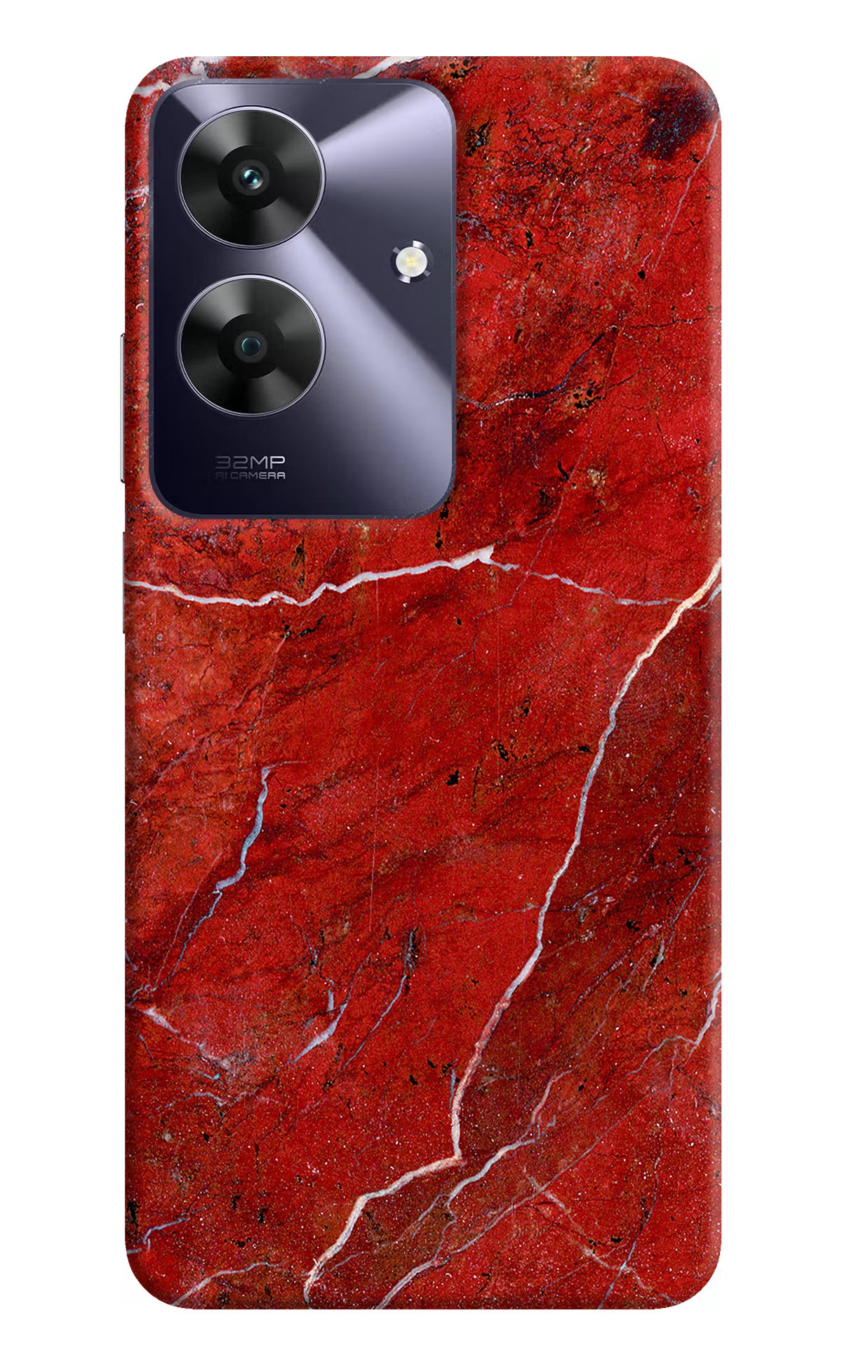 Red Marble Design Realme C61 Hard Case Back Cover by Casekaro