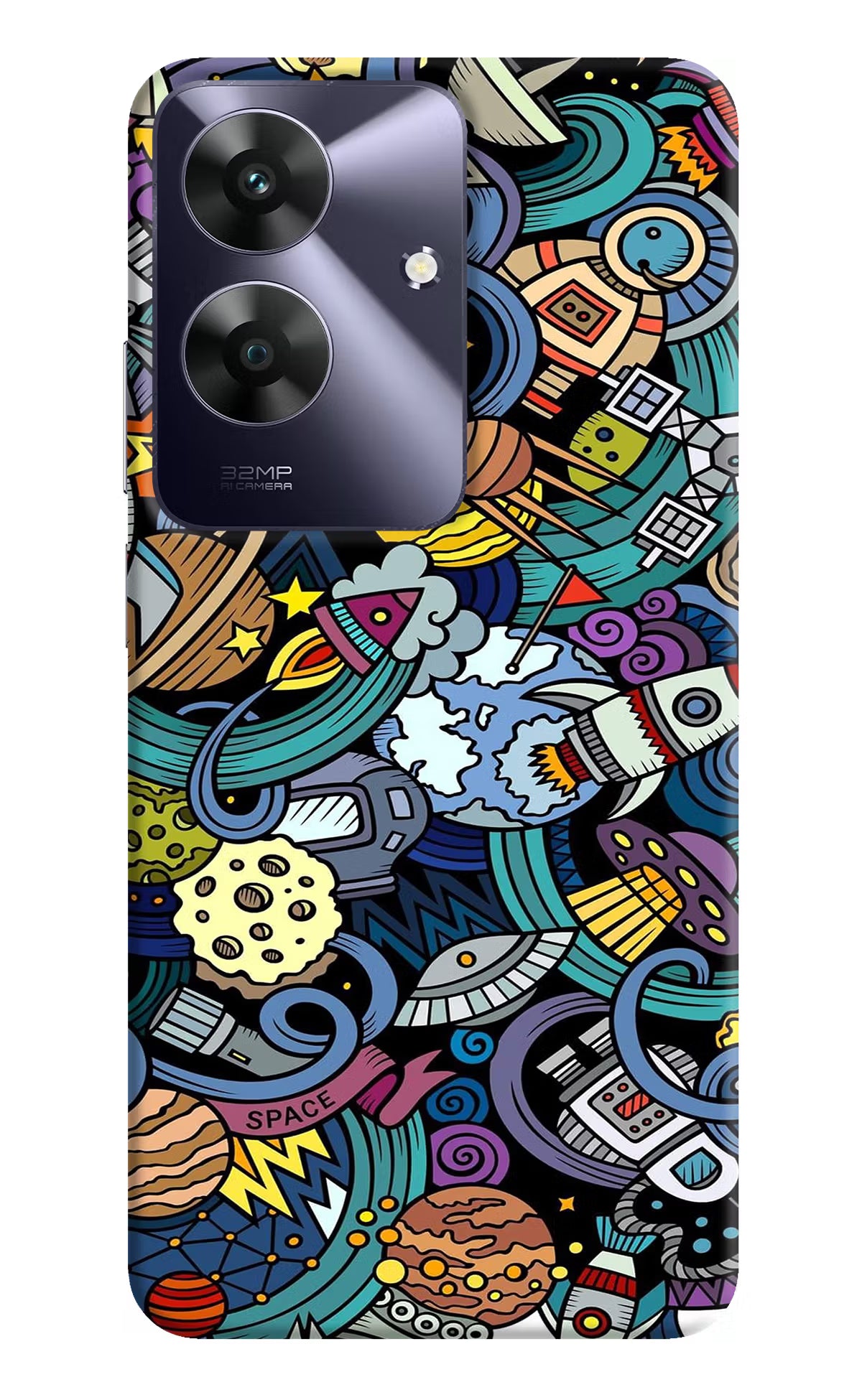 Space Abstract Realme C61 Hard Case Back Cover by Casekaro
