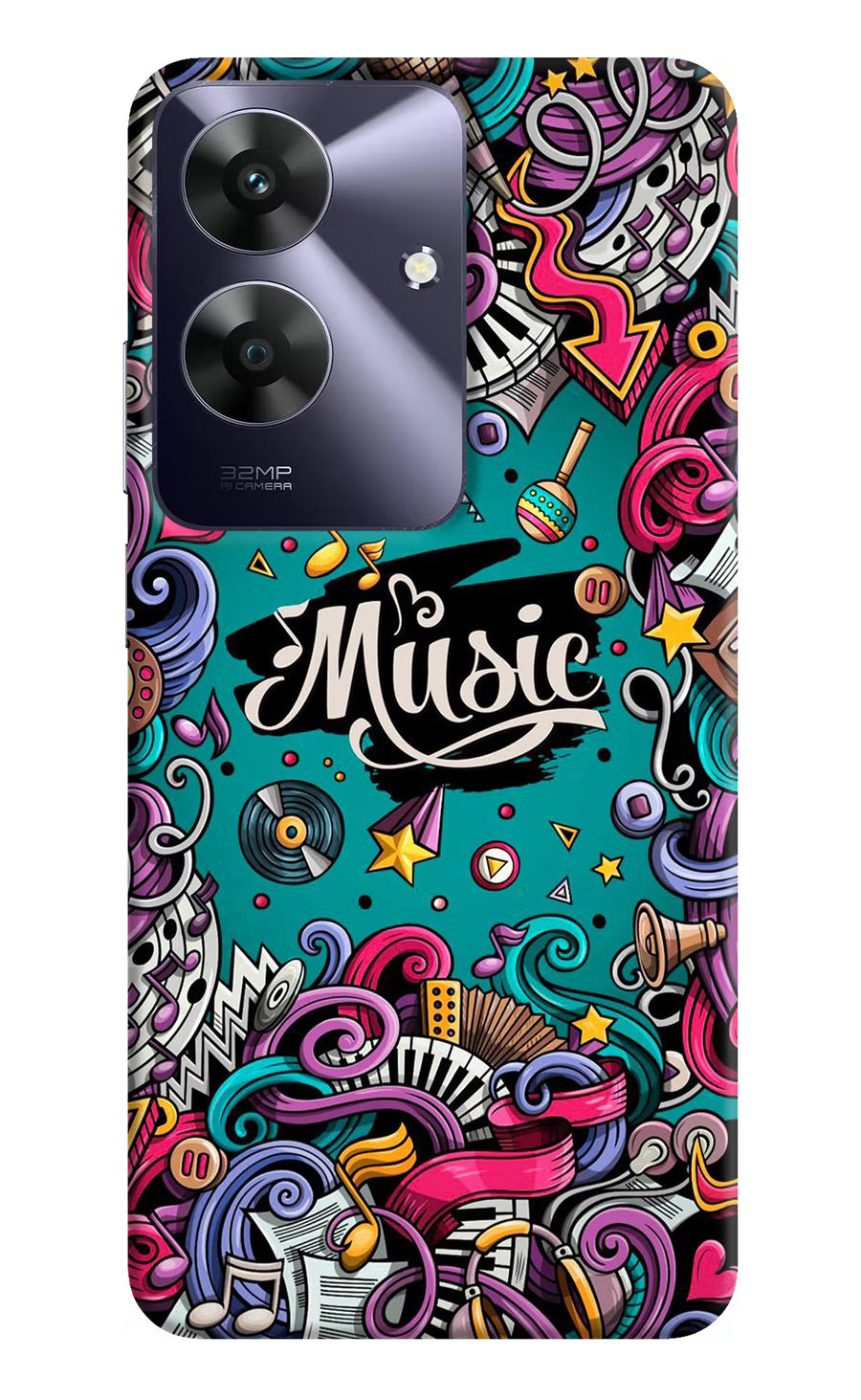 Music Graffiti Realme C61 Back Cover, Hard case