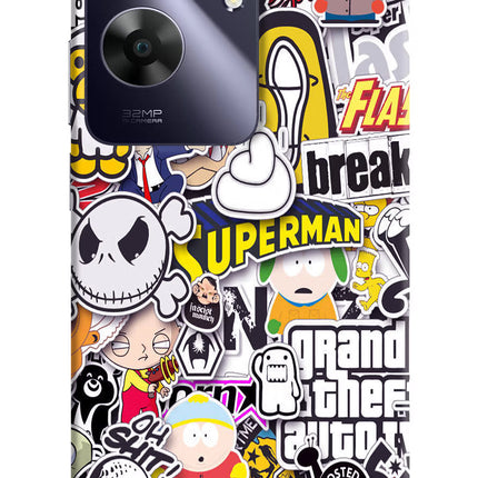 Sticker Bomb Realme C61 Hard Case Back Cover by Casekaro