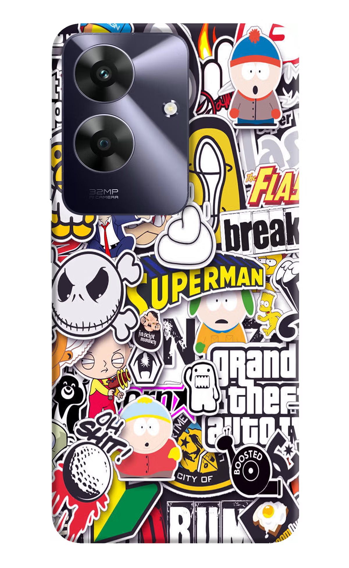 Sticker Bomb Realme C61 Hard Case Back Cover by Casekaro