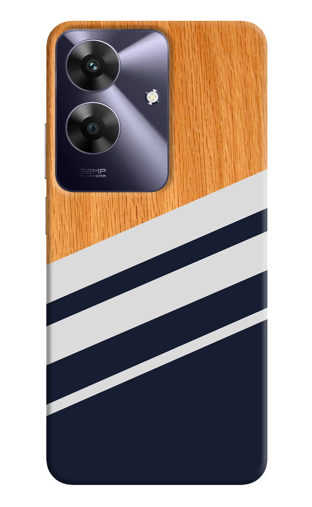 Blue and white wooden Realme C61 Hard Case Back Cover by Casekaro