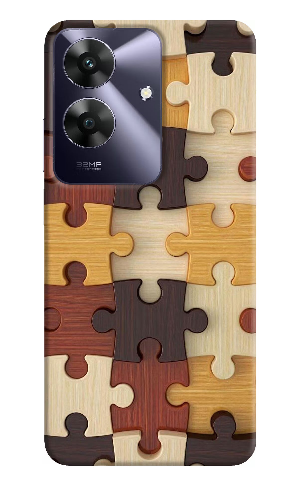Wooden Puzzle Realme C61 Hard Case Back Cover by Casekaro