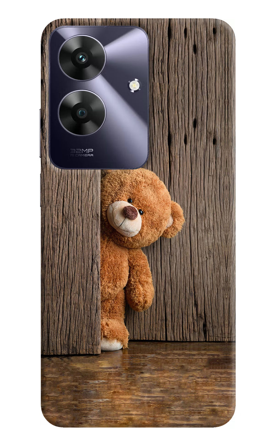 Teddy Wooden Realme C61 Back Cover, Hard case