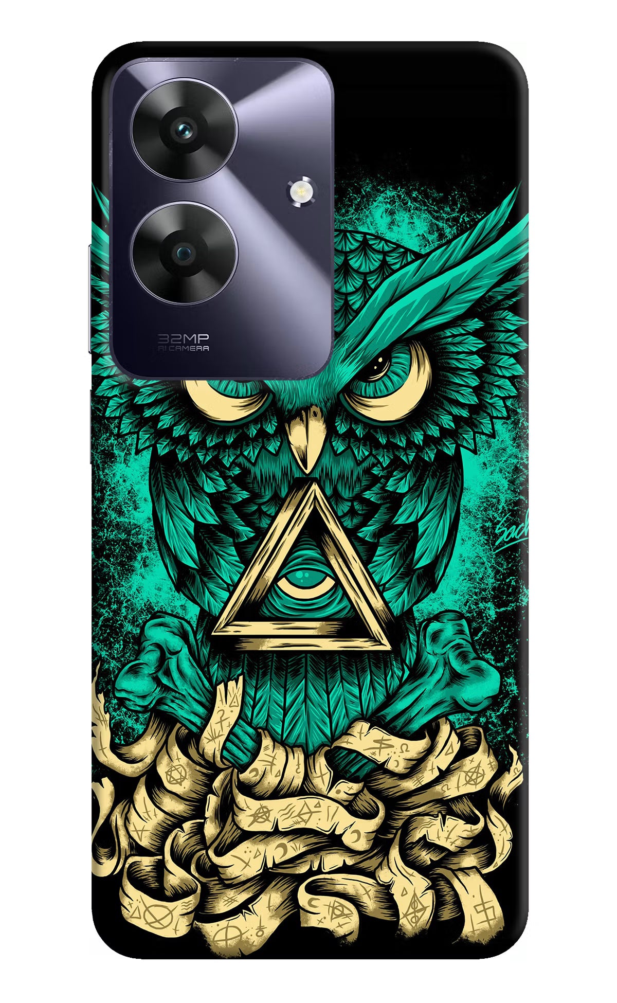 Green Owl Realme C61 Hard Case Back Cover by Casekaro