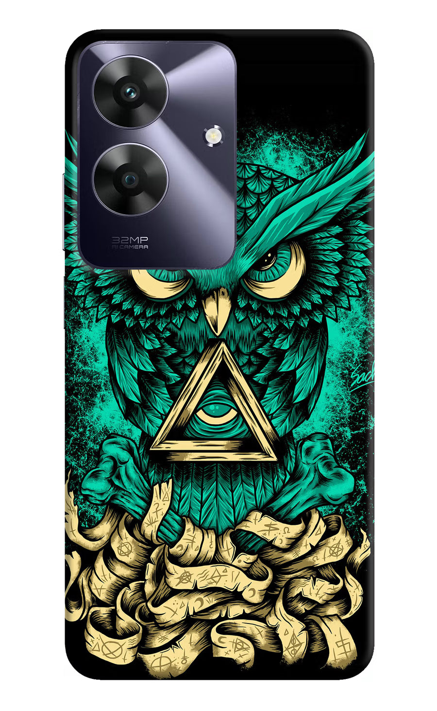 Green Owl Realme C61 Back Cover, Hard case
