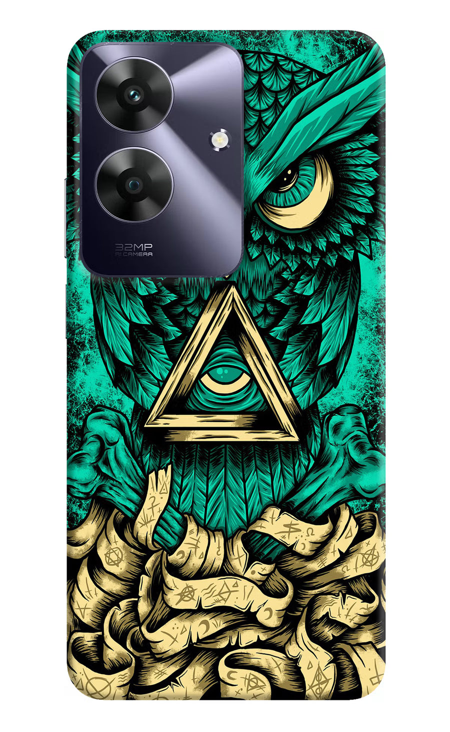Green Owl Realme C61 Back Cover, Hard case