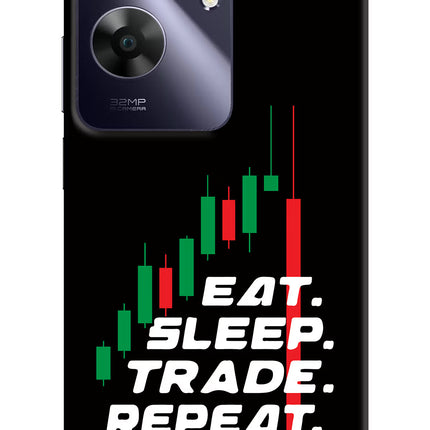 Eat Sleep Trade Repeat Realme C61 Hard Case Back Cover by Casekaro