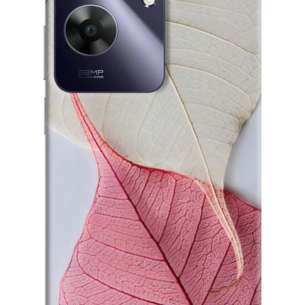White Pink Leaf Realme C61 Hard Case Back Cover by Casekaro