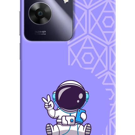 Cute Astronaut Chilling Realme C61 Hard Case Back Cover by Casekaro