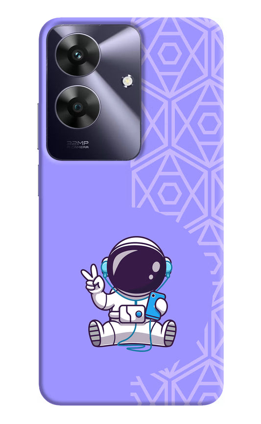 Cute Astronaut Chilling Realme C61 Hard Case Back Cover by Casekaro