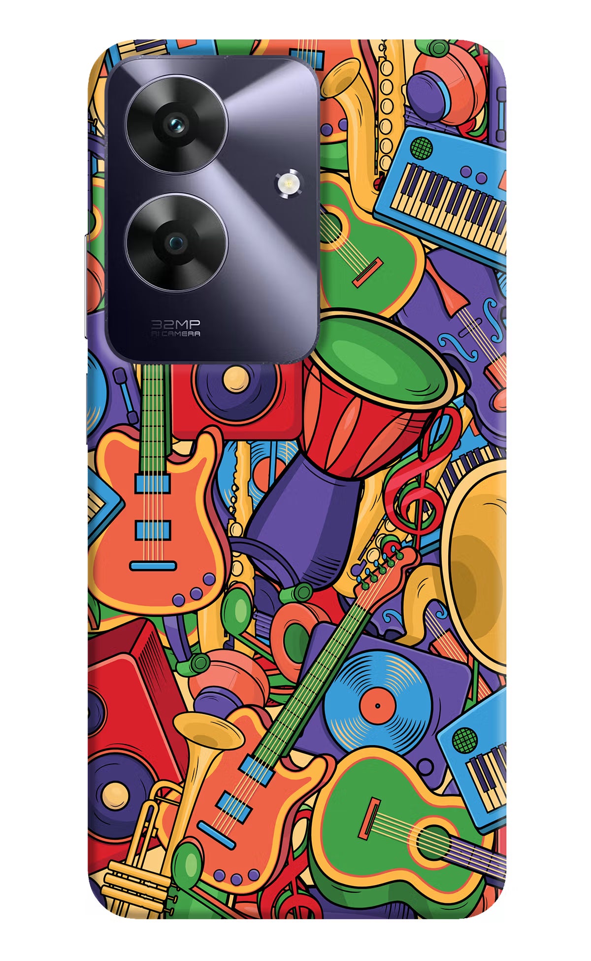 Music Instrument Doodle Realme C61 Hard Case Back Cover by Casekaro
