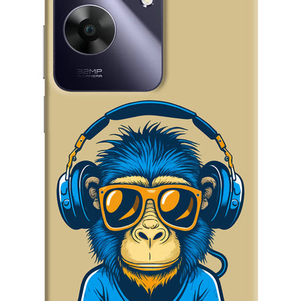 Monkey Headphone Realme C61 Hard Case Back Cover by Casekaro