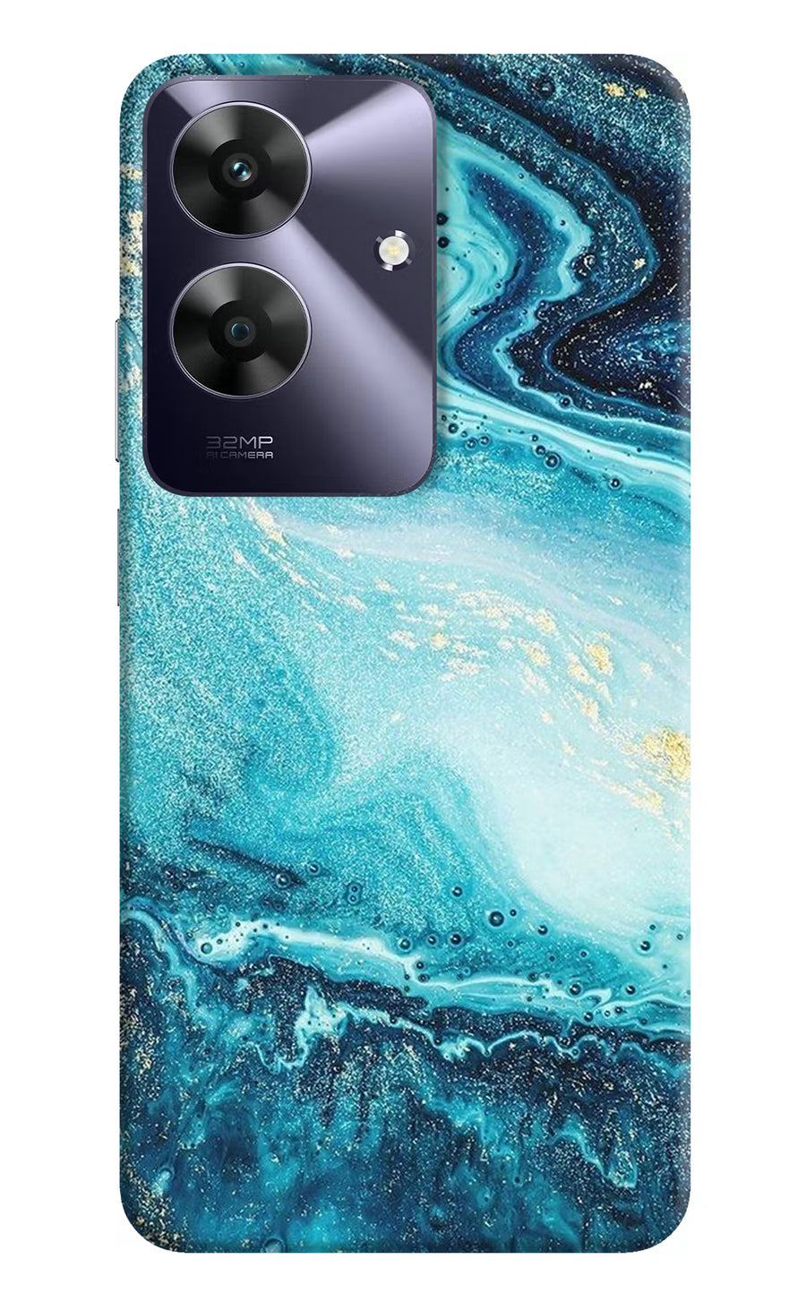 Blue Glitter Marble Realme C61 Back Cover, Hard case