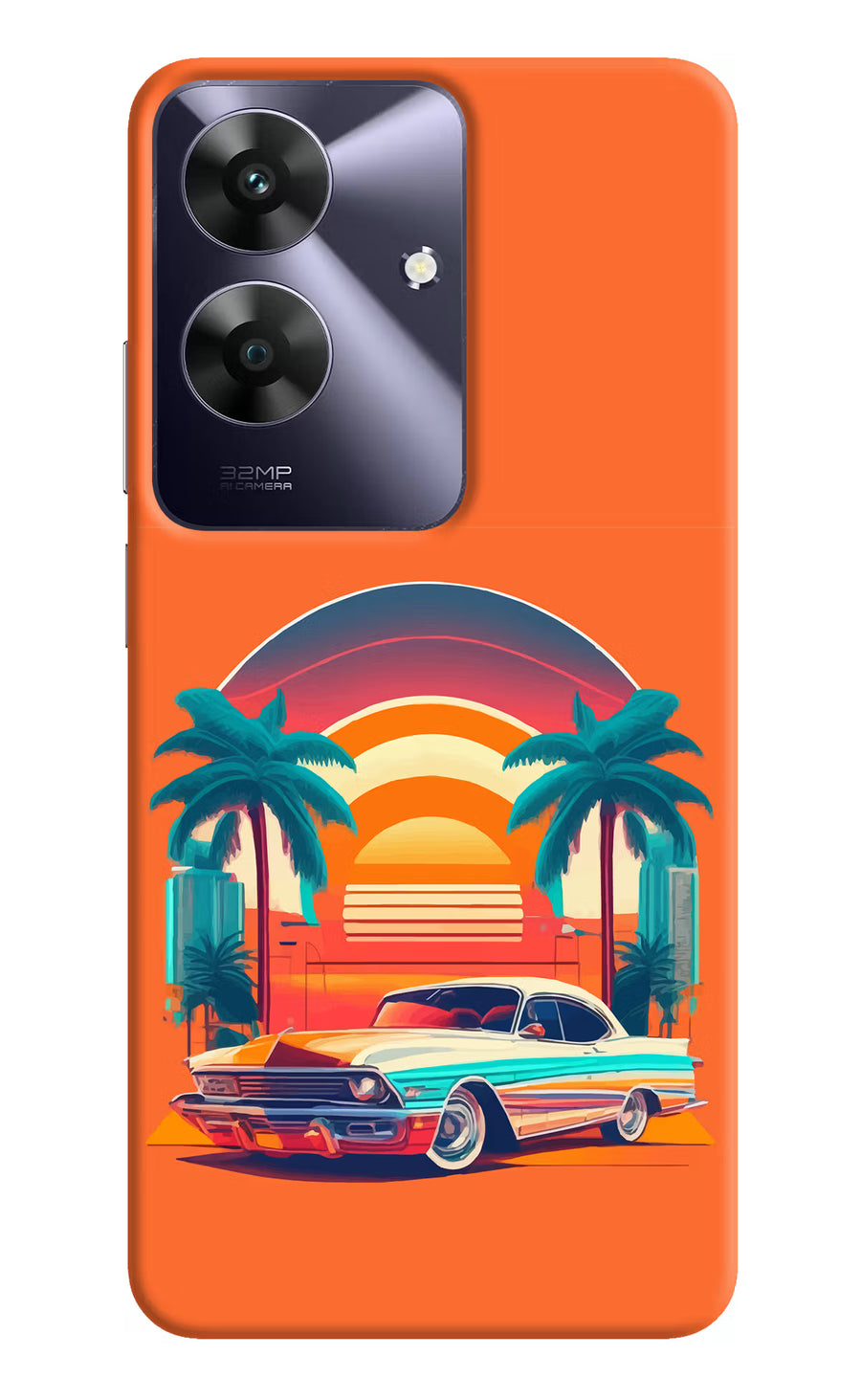 Palm Drive 80s Realme C61 Back Cover, Hard case