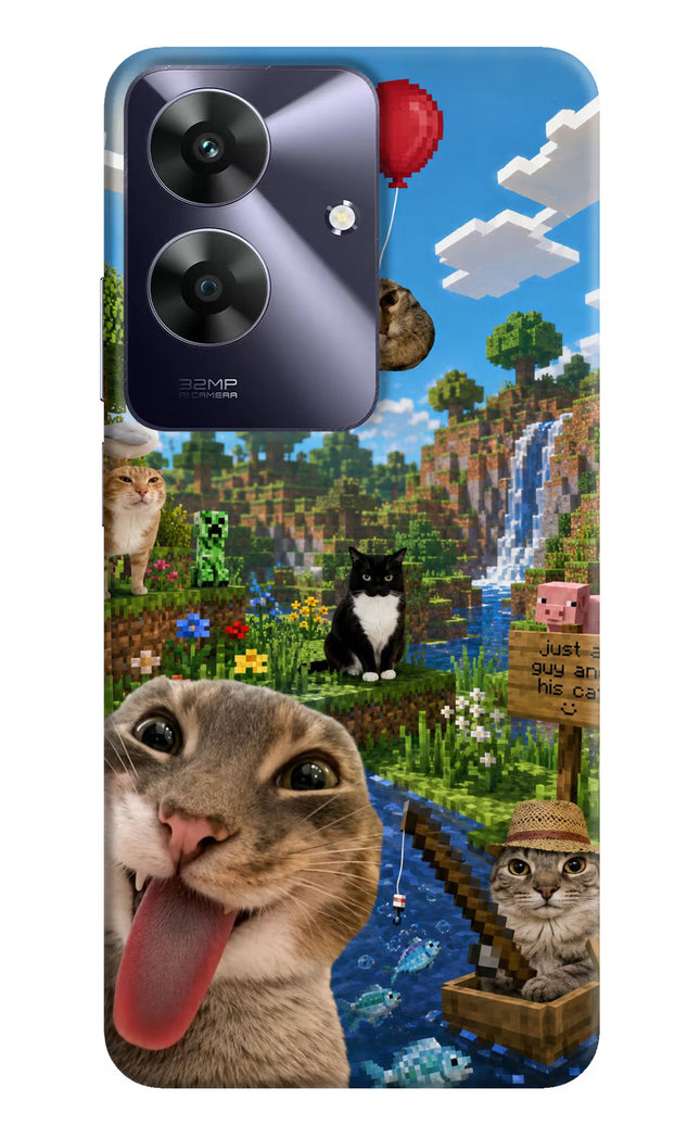 Minecraft Cat Chaos Realme C61 Hard Case Back Cover by Casekaro