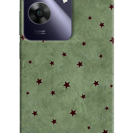Green Stars Realme C61 Hard Case Back Cover by Casekaro