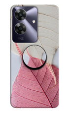 White Pink Leaf Realme C61 Pop Case by Casekaro