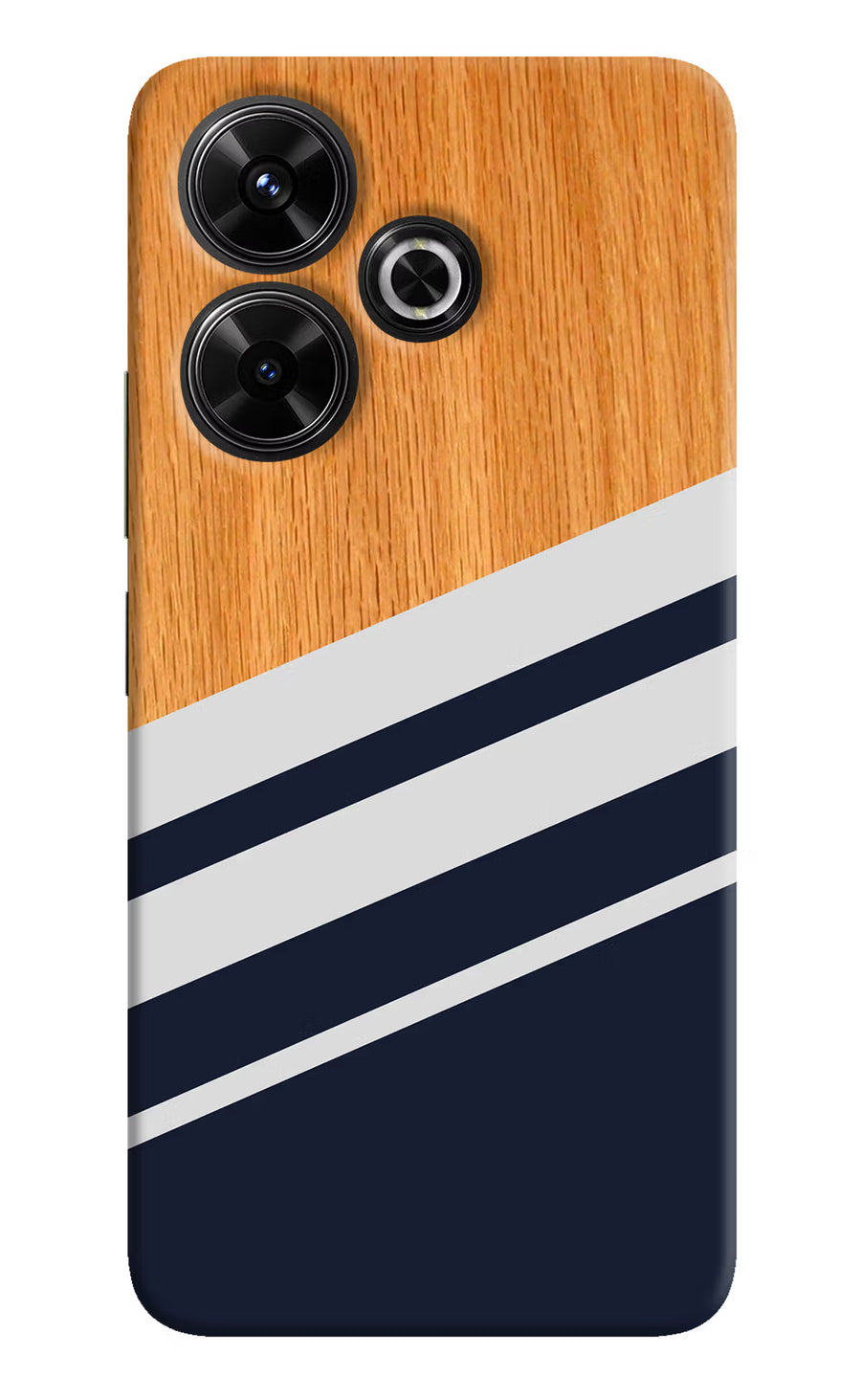 Blue and white wooden Redmi 13 5G Back Cover, Hard case