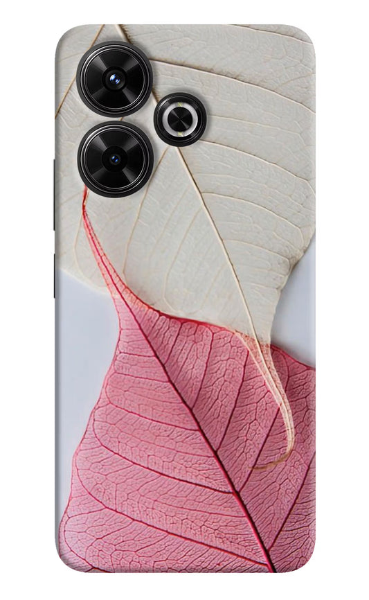 White Pink Leaf Redmi 13 5G Hard Case Back Cover by Casekaro