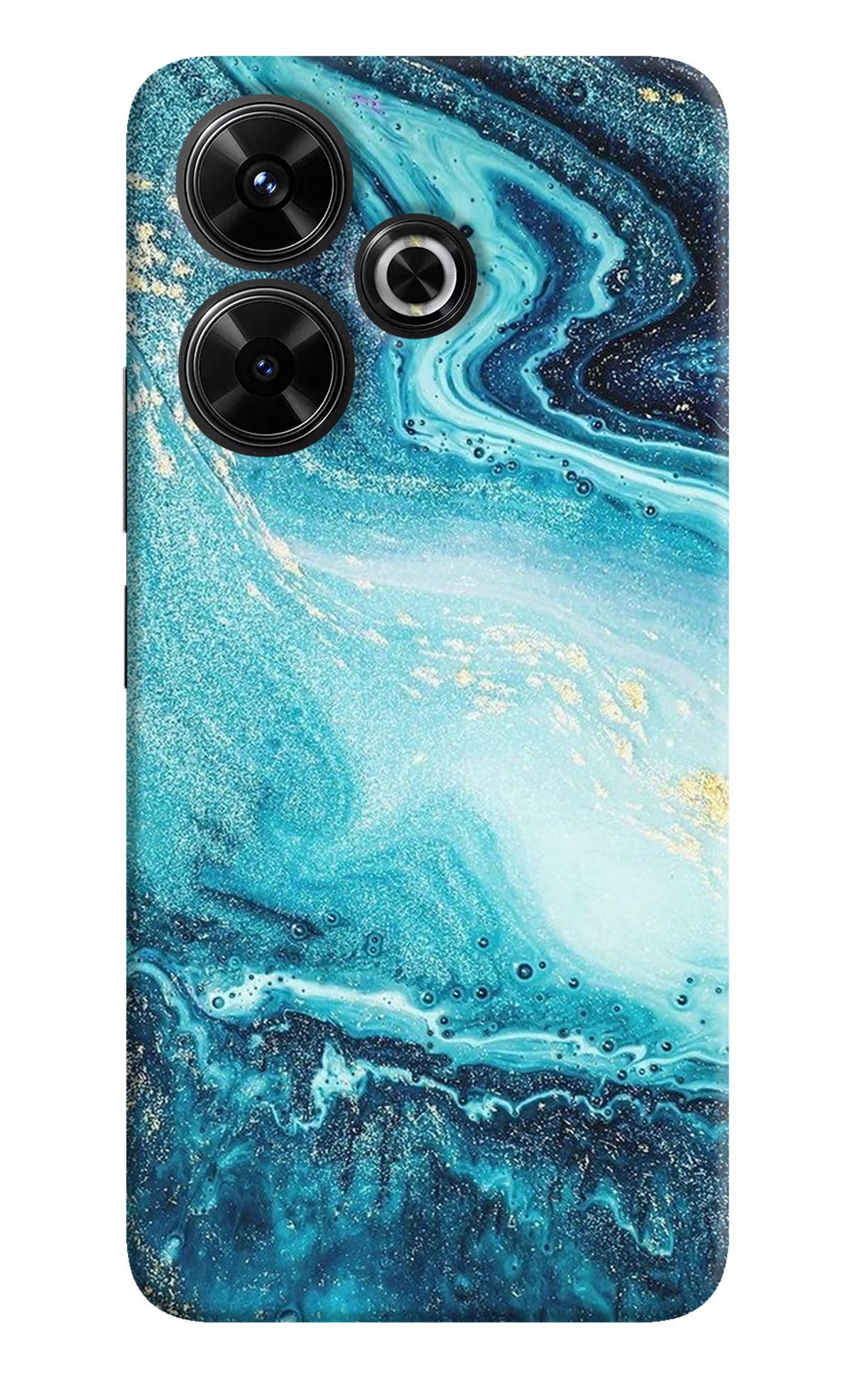 Blue Glitter Marble Redmi 13 5G Hard Case Back Cover by Casekaro