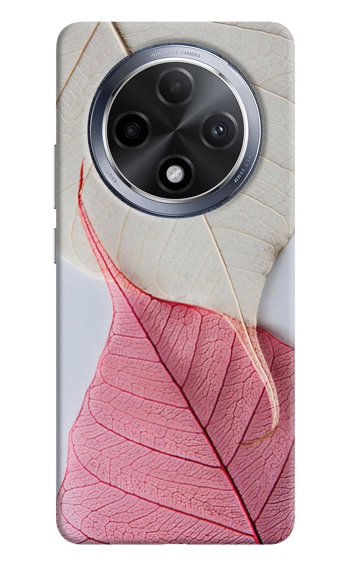 White Pink Leaf Oppo F27 Pro Hard Case Back Cover by Casekaro