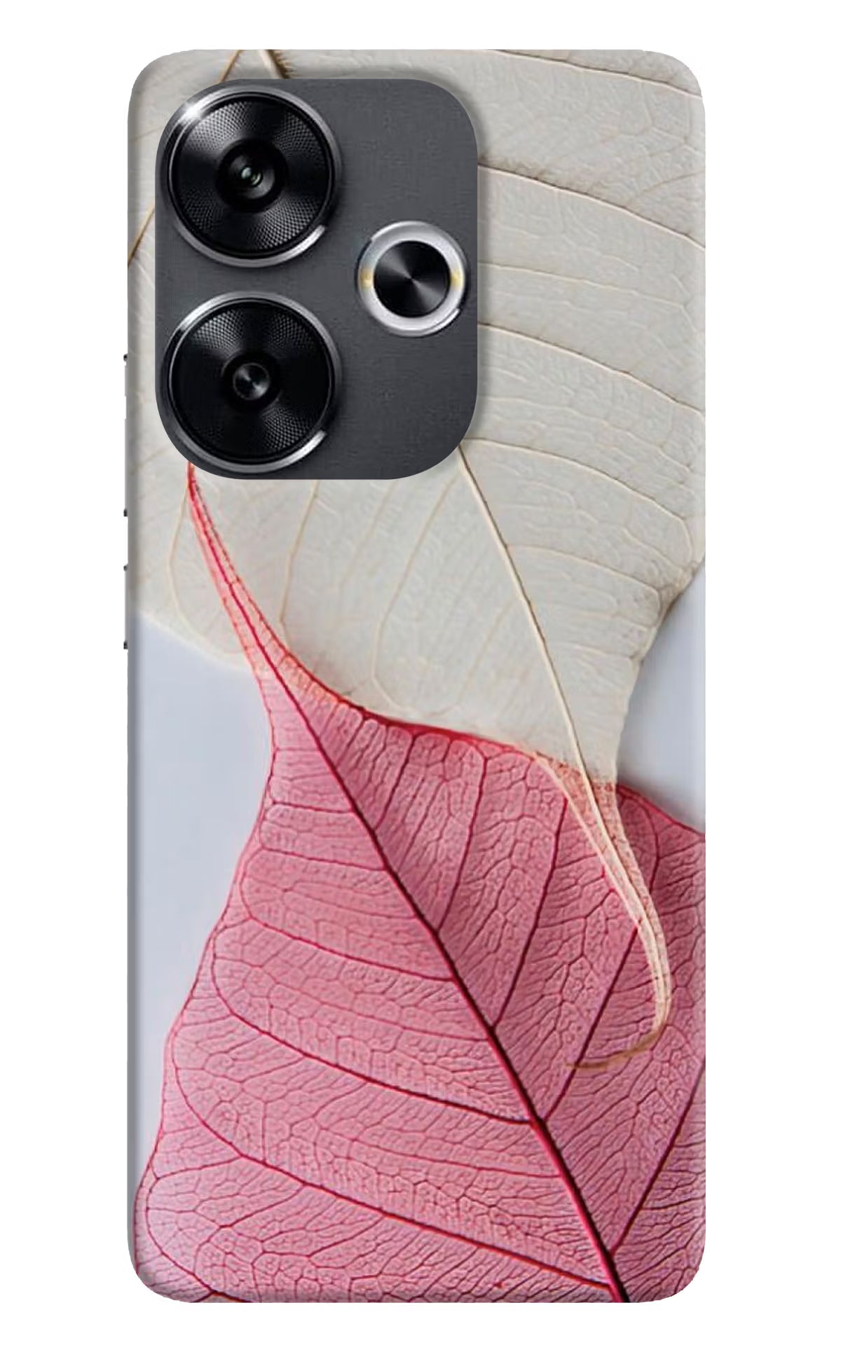 White Pink Leaf Poco F6 5G Back Cover