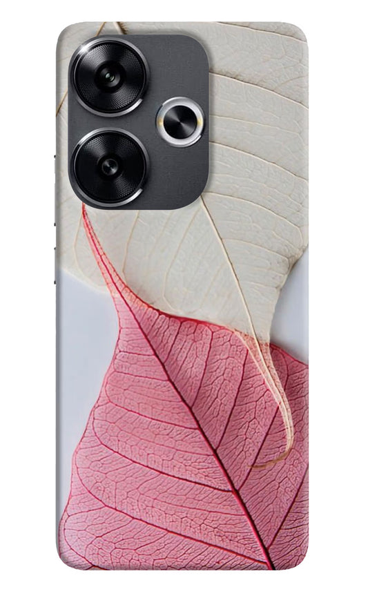 White Pink Leaf Poco F6 5G Back Cover