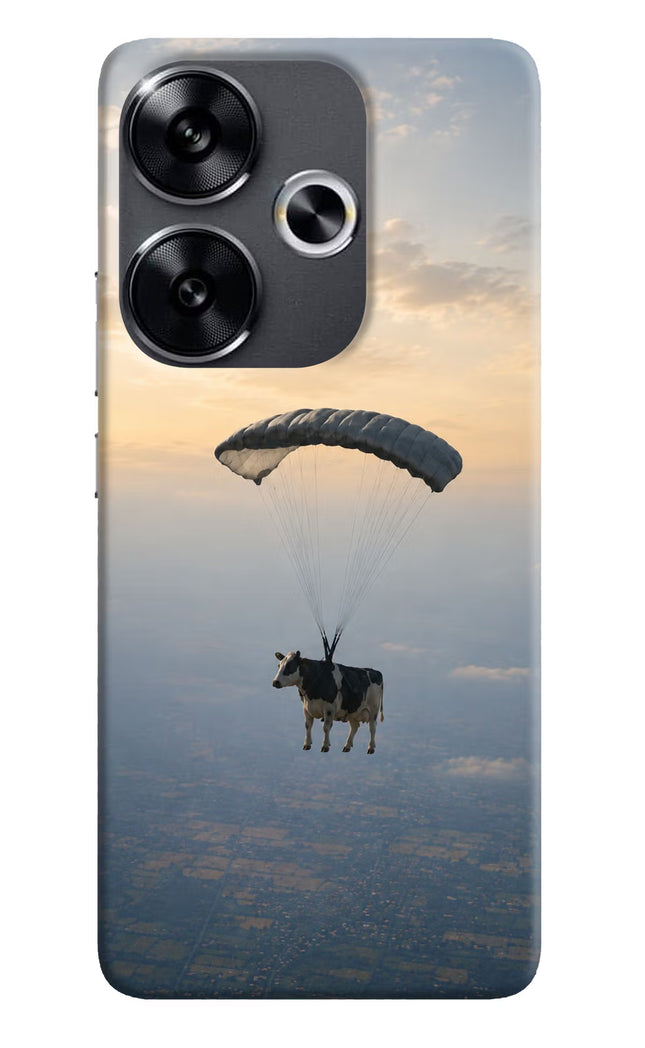 Skydiving Cow Poco F6 5G Hard Case Back Cover by Casekaro