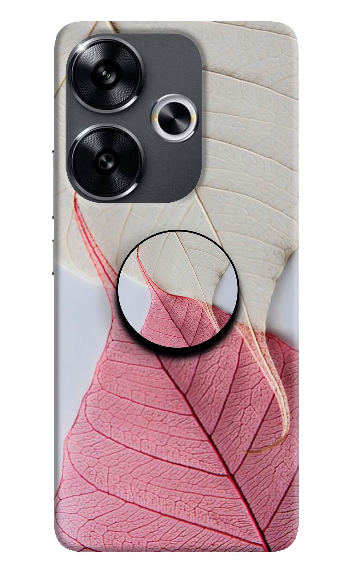 White Pink Leaf Poco F6 5G Pop Case