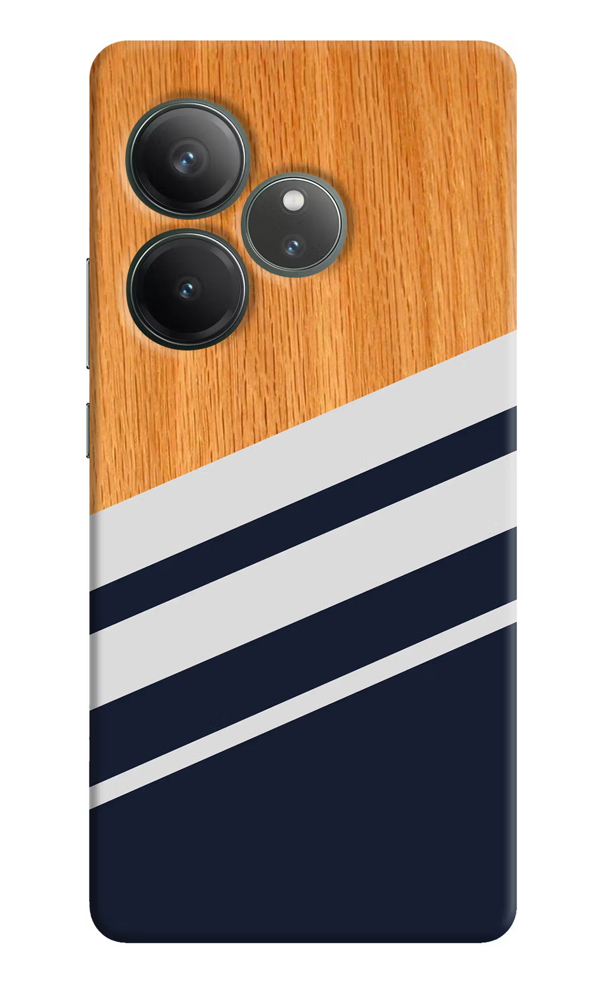 Blue and white wooden Realme GT 6 Hard Case Back Cover by Casekaro