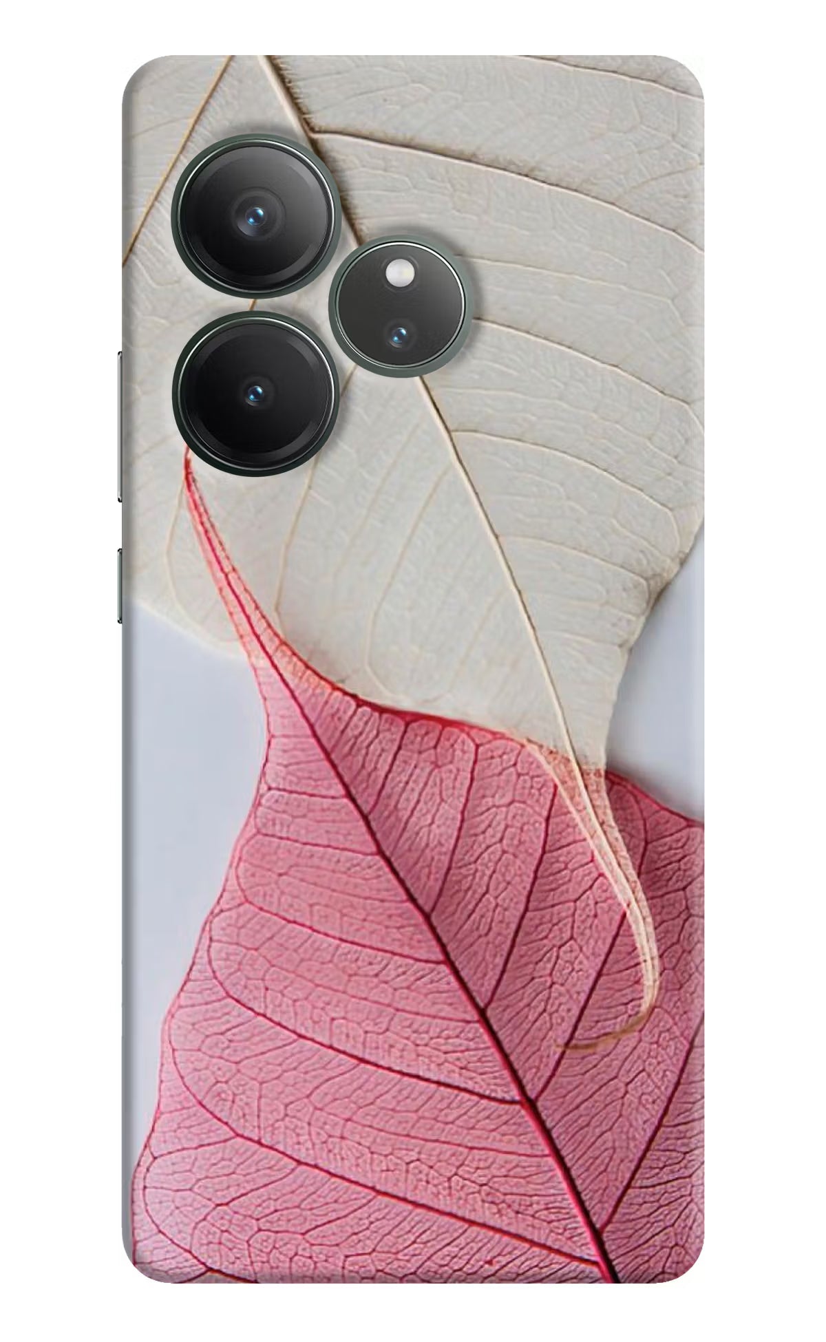 White Pink Leaf Realme GT 6 Hard Case Back Cover by Casekaro