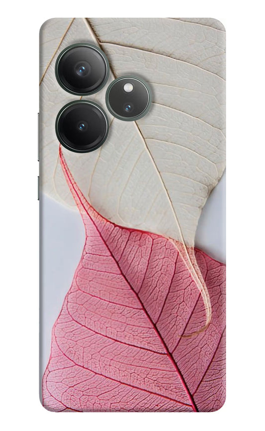 White Pink Leaf Realme GT 6 Hard Case Back Cover by Casekaro