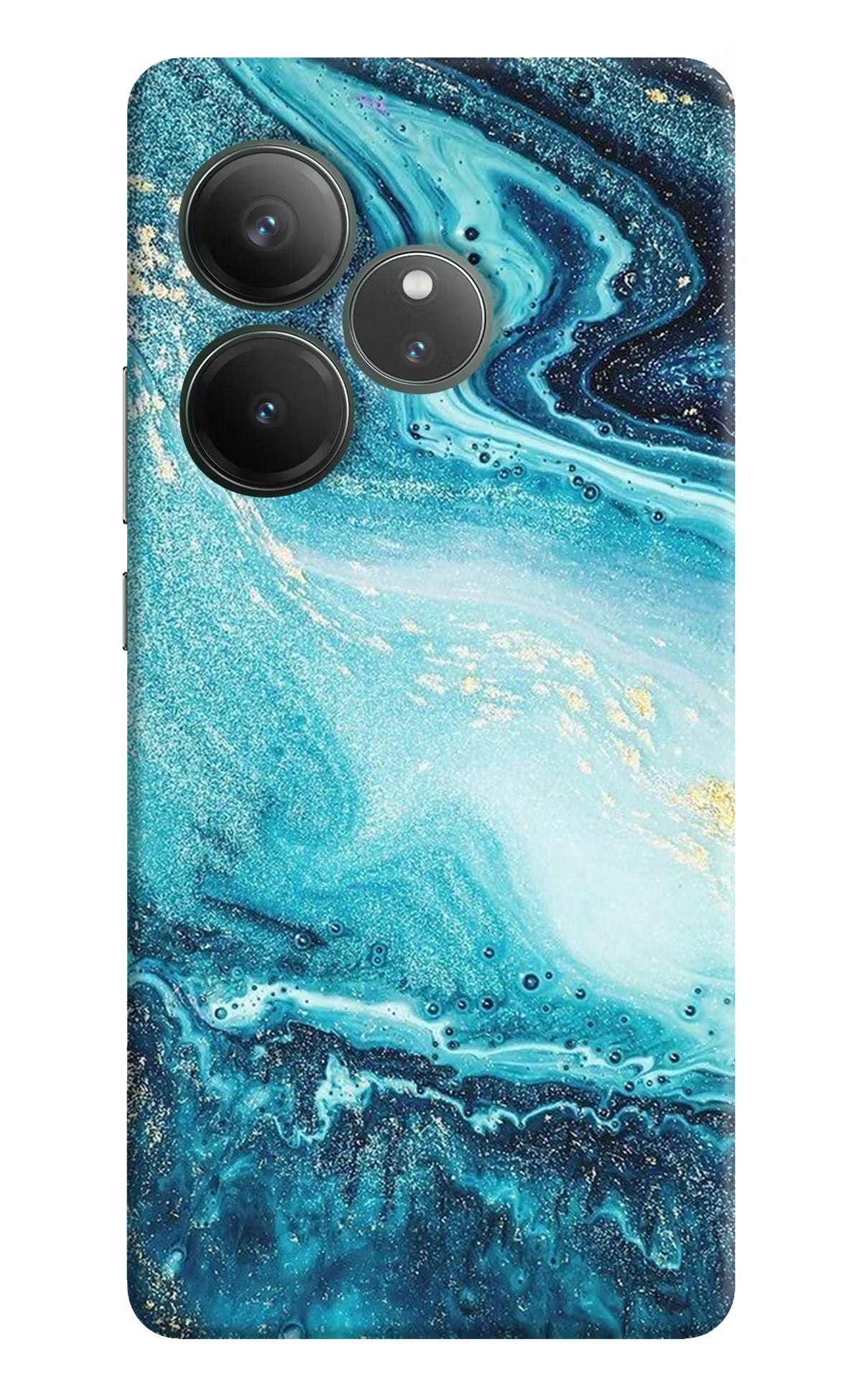 Blue Glitter Marble Realme GT 6 Hard Case Back Cover by Casekaro