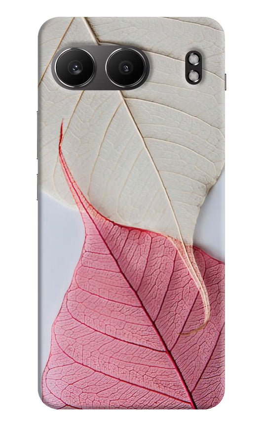 White Pink Leaf OnePlus Nord 4 Hard Case Back Cover by Casekaro