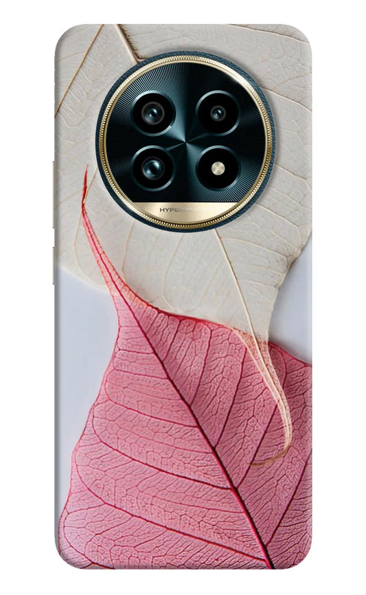 White Pink Leaf Realme 13 Pro+ 5G Hard Case Back Cover by Casekaro