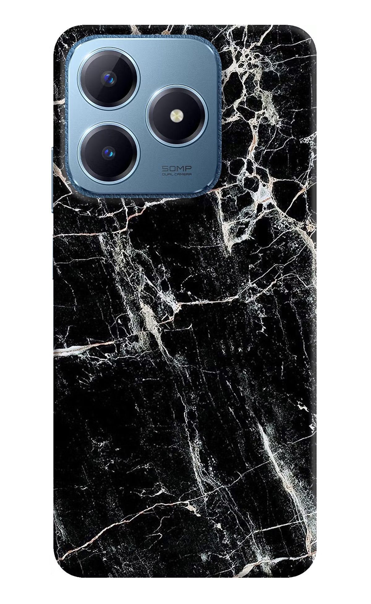 Black Marble Texture Realme C63 Hard Case Back Cover by Casekaro