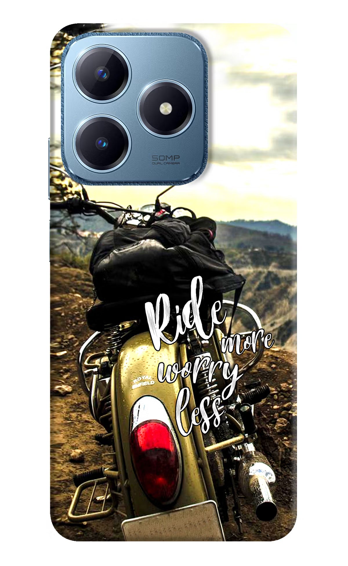 Ride More Worry Less Realme C63 Hard Case Back Cover by Casekaro