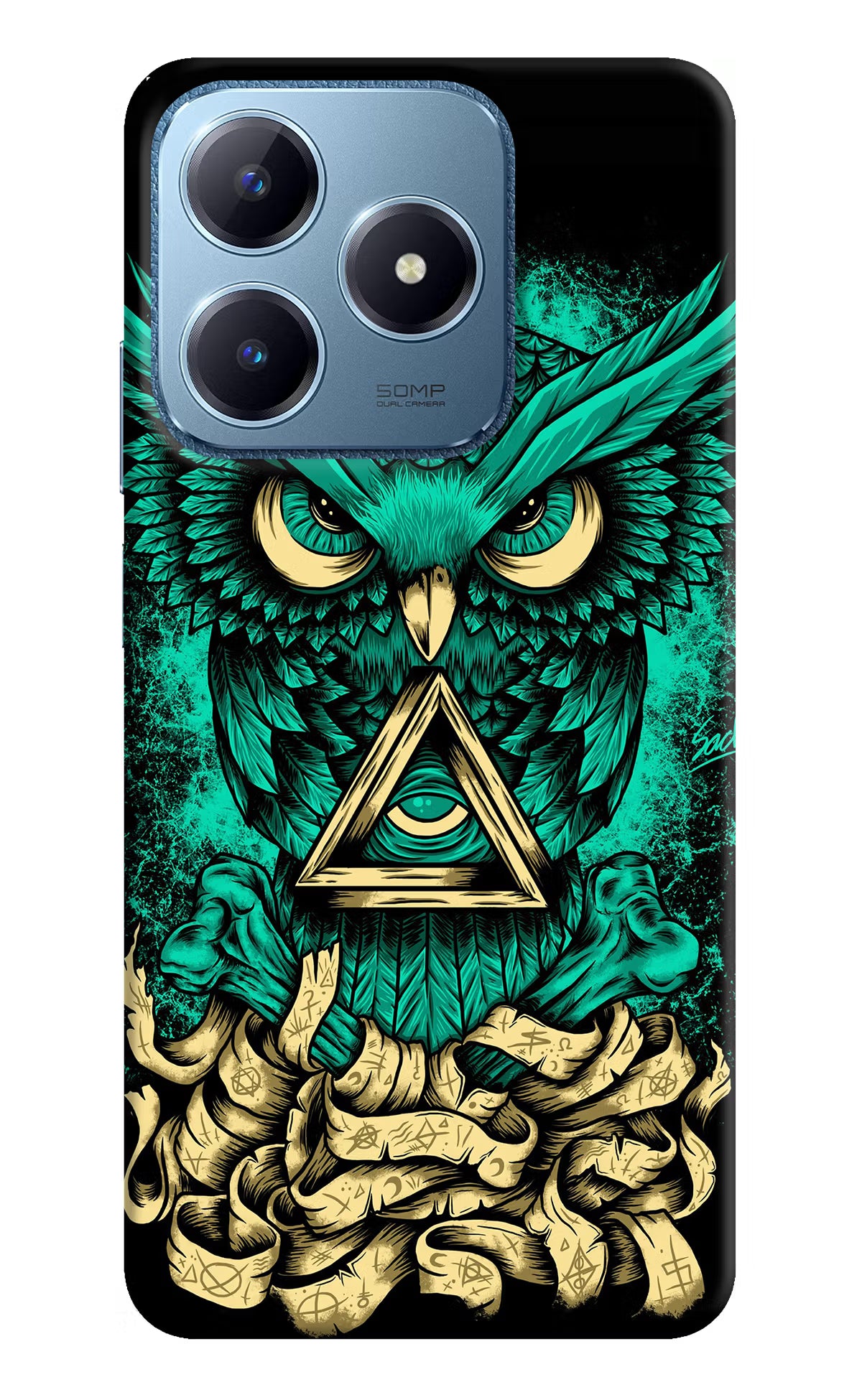 Green Owl Realme C63 Hard Case Back Cover by Casekaro