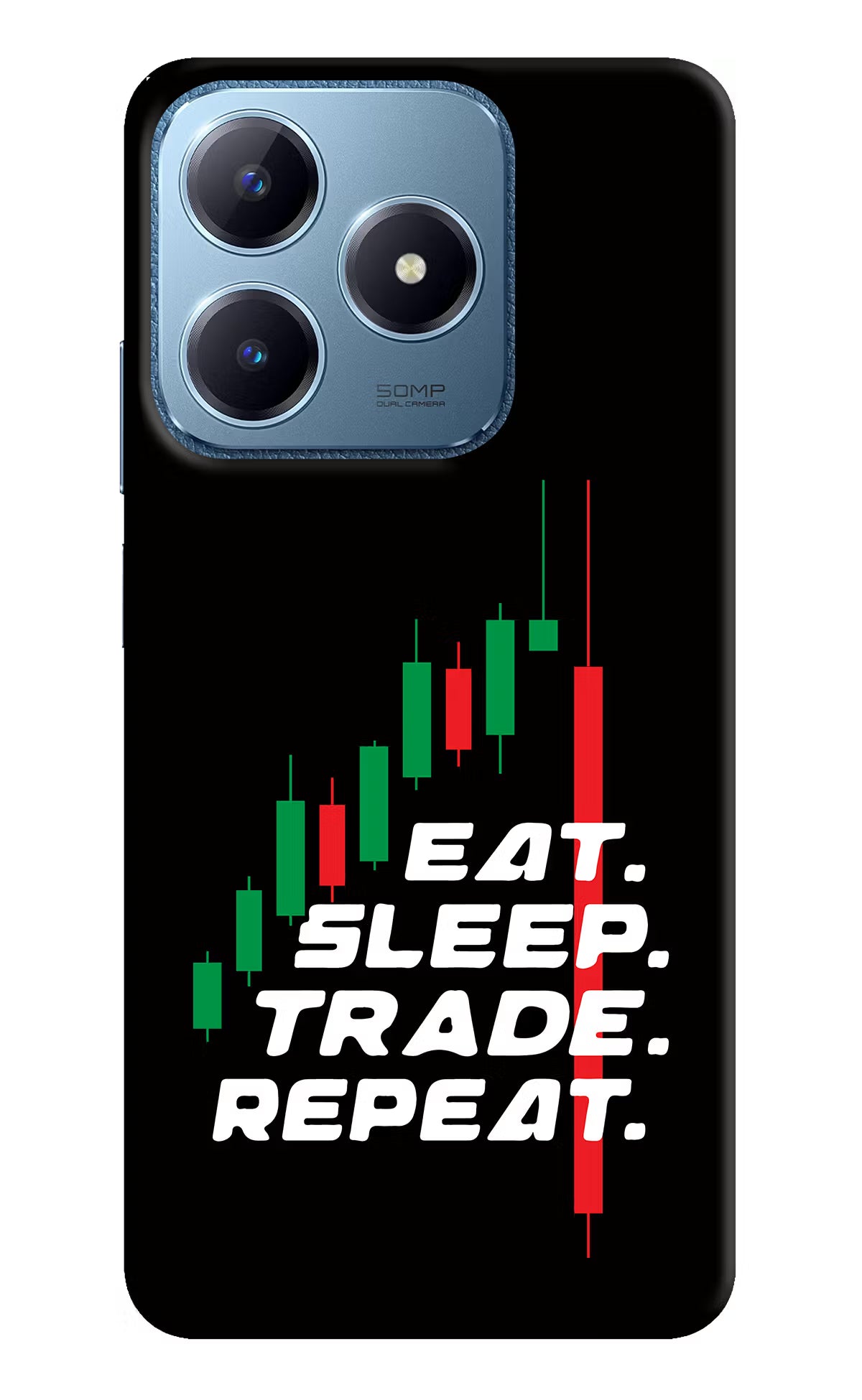 Eat Sleep Trade Repeat Realme C63 Hard Case Back Cover by Casekaro