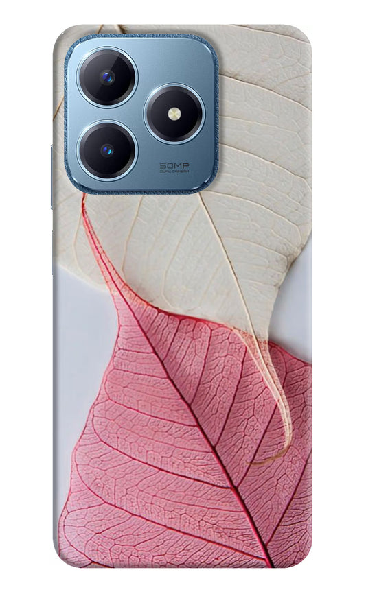 White Pink Leaf Realme C63 Hard Case Back Cover by Casekaro