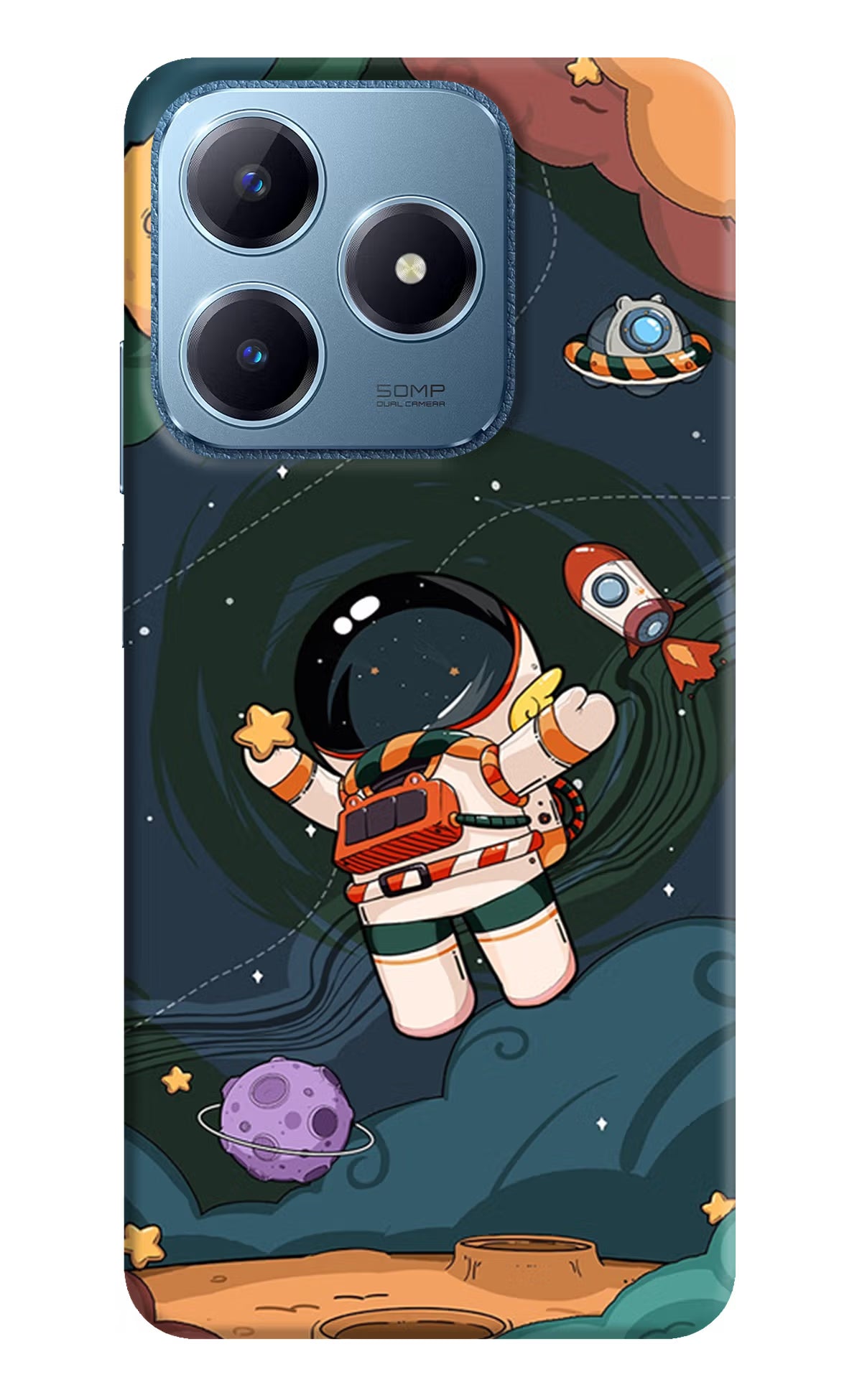 Cartoon Astronaut Realme C63 Hard Case Back Cover by Casekaro
