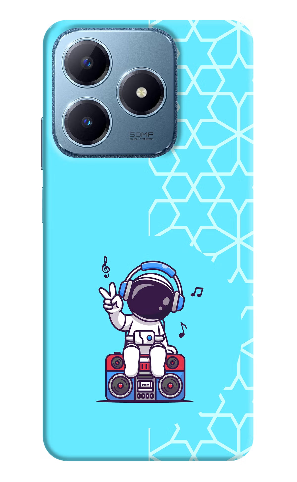 Cute Astronaut Chilling Realme C63 Hard Case Back Cover by Casekaro
