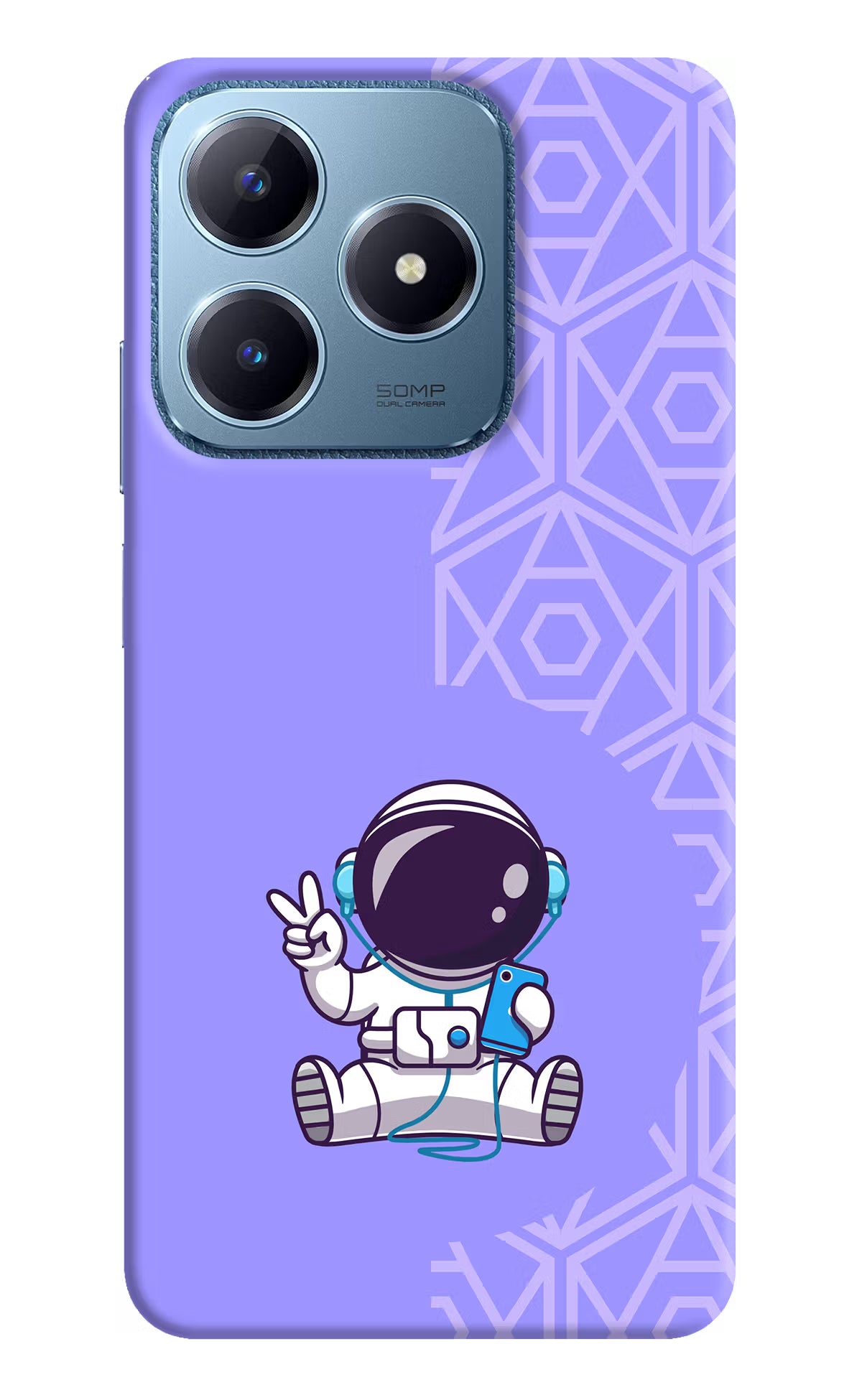 Cute Astronaut Chilling Realme C63 Hard Case Back Cover by Casekaro