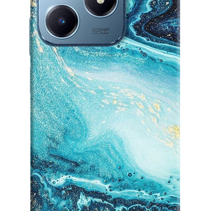 Blue Glitter Marble Realme C63 Hard Case Back Cover by Casekaro